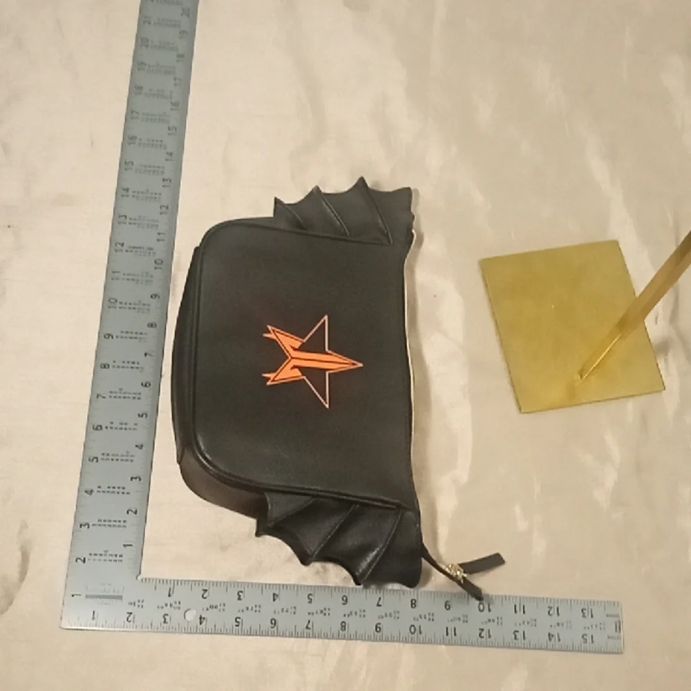 Black Bat Wing Crossbody Bag with Orange Star